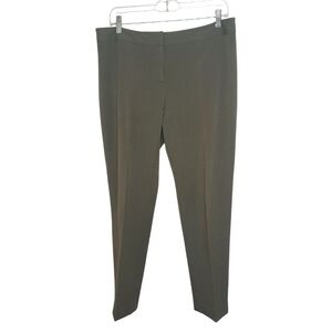 Ellen Tracy Mid Rise Flat Front Olive Green Straight Leg Pants Women's Sz 8